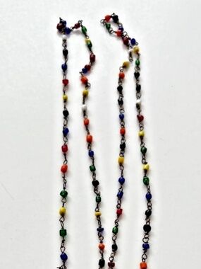 VTG GORGEOUS Mid CENTURY MOD Multicolor Glass Beaded Long 48" Necklace ANTIQUE